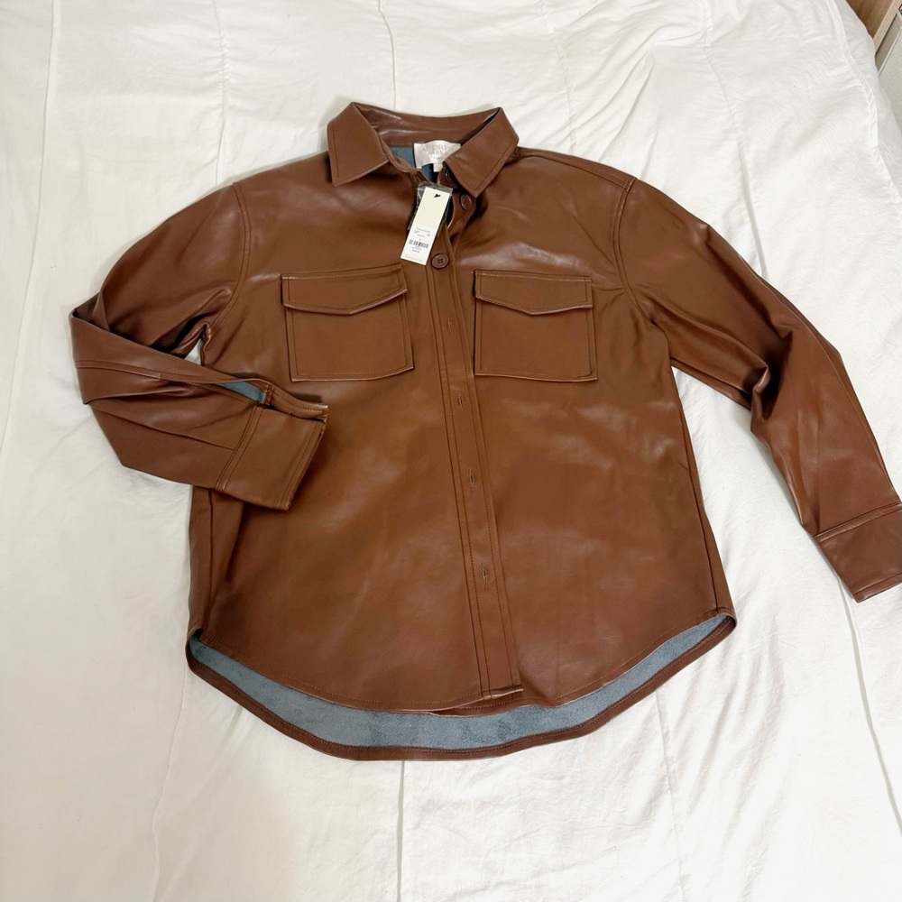 NWT Brown Faux Leather Jacket